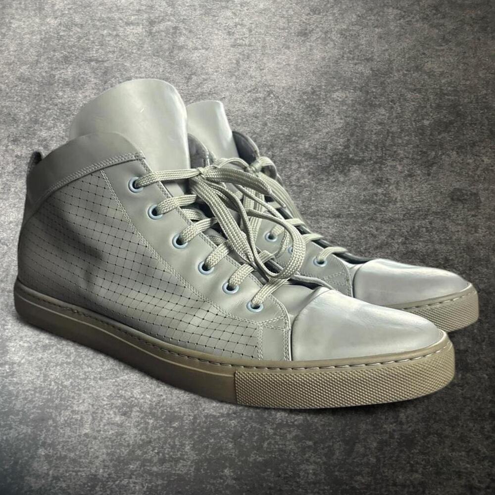 Angelo Burlinetto Matte Mid Sneakers Gray Leather Men’s Size EU 44 Designer